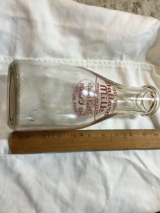 Vintage Ballards Glass Quart Milk Bottle Advertising Bottle