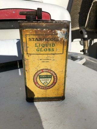 early 1900’s STANOCOLA Gloss pint can Standard Oil of Louisiana RARE tin 2