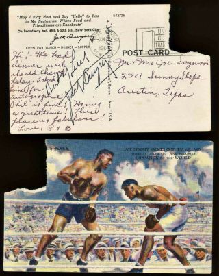 Jack Dempsey Autographed Postcard (knocks Out Willard)