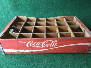 Coca - Cola Antique/vtg Wooden Crate 24 Bottle Case Red Coke
