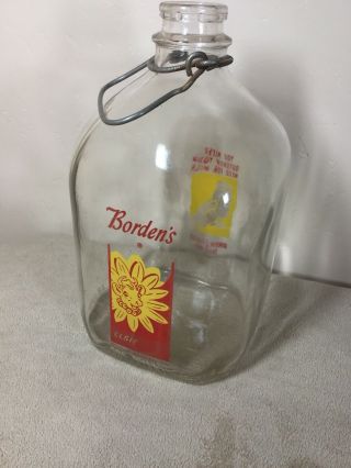 Vintage Borden’s Milk Bottle,  1 Gallon,  Elsie The Cow,  Red & Yellow