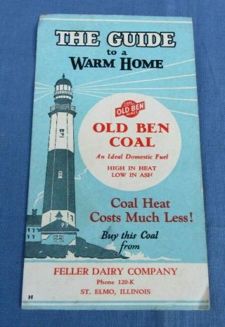 Advertising Ink Blotter Old Ben Coal Feller Dairy Co,  Phone 120 - K,  St Elmo Il