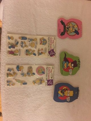 Rare Vintage 1990 The Simpsons Puffy Stick Ons Pack Stickers Tv Notepads