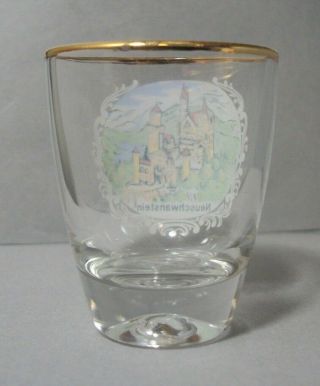 Souvenir Shotglass from Schloss Neuschwanstein in Germany with Gold Rim 2