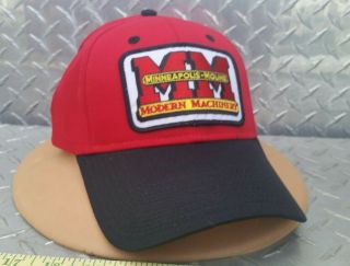 Agco Minneapolis Moline Vintage Logo Tractor 6 Panel Red Twill Trucker Hat Cap