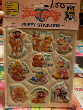 Jim Hensons Muppet Babies Puffy Stick Ons,  Vintage 1984 Pkg