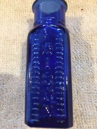 Small Square Cobalt Blue Poison Bottle 2 3/4 Inches Tall