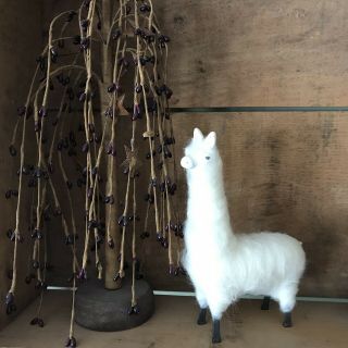 Collectible Ooak Hand Made Real Wool Alpaca / Llama Figurine