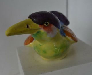 Exotic Bird Colorful Unknown Unmarked Pottery Vintage Flower Frog Planter 2