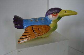 Exotic Bird Colorful Unknown Unmarked Pottery Vintage Flower Frog Planter 3