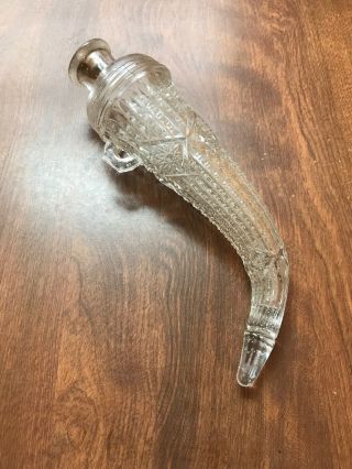 Antique Glass Horn Of Plenty Flask Nip.  10 Inches.
