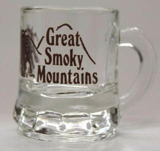 Great Smoky Mountains Shot Glass W/ Handle,  Mini Beer Mug W/ Bear On Front