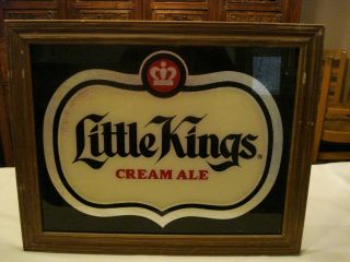 Vtg Schoenling Brewing Co.  Little Kings Cream Ale Glass Framed Advertising Sign