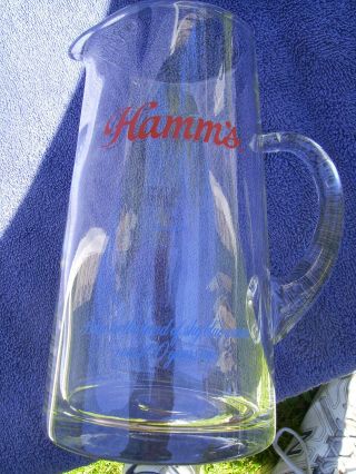 vintage hamm ' s beer clear glass pitcher advertising sky blue water 100 years ago 2
