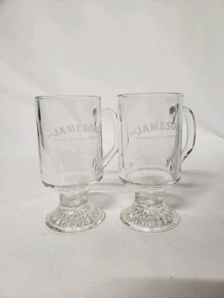 Jameson Irish Whiskey Coffee Glasses Mugs Set Of 2 Rare