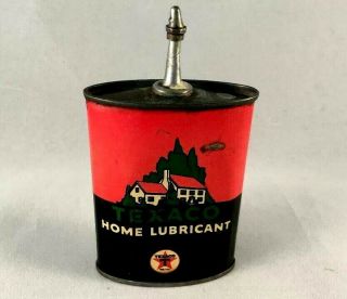 Texaco Home Lubricant Handy Oiler Lead Top Tin Can Rare Old Advertising Gas Oil