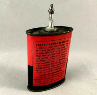 Texaco HOME LUBRICANT HANDY OILER LEAD TOP TIN CAN Rare Old Advertising Gas Oil 4