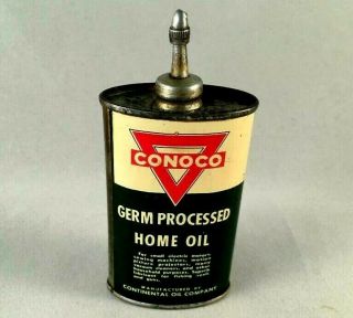 Conoco Germ Processed Home Oil Handy Oiler Lead Top Rare Advertising Gas Oil Can