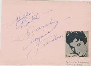 Pop Music Great - 1950s On Connie Francis (stupid Cupid) Signed Album Page