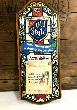 Vintage Old Style Beer Sign Calendar From 1981 Man Cave Pub Bar Sign