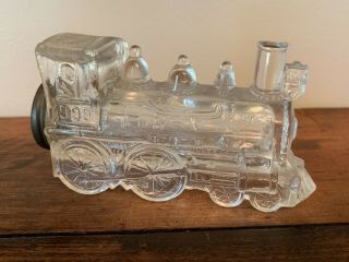 Locomotive 999 With Man In Window Glass Candy Container W/ Old Note