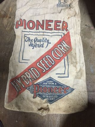 Vintage Pioneer Hybrid Seed Corn Large Cloth Seed Bag Feed Sack