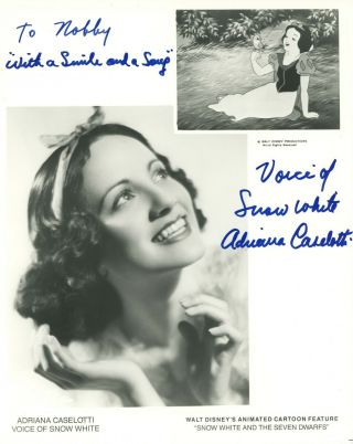 Adriana Caselotti 1916 - 1997 Snow White And The Seven Dwarfs Signed 8x10 Photo