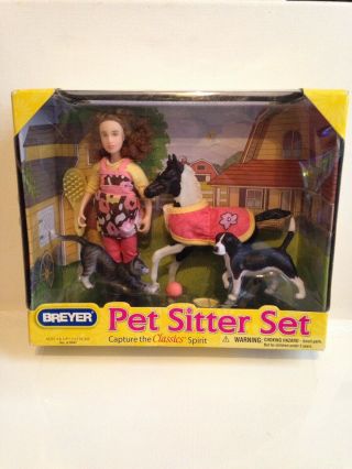 Breyer Pet Sitter Set - Play Set - Farm Animals Doll Pony Fowl Horse Cat Beagle Dog