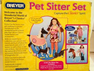 Breyer Pet Sitter Set - Play set - Farm Animals Doll pony fowl horse cat Beagle dog 6