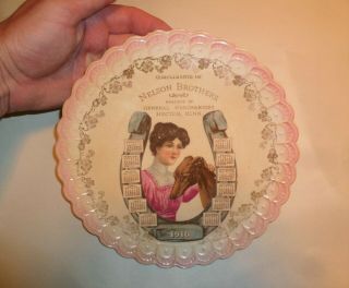 Antique 1910 Calendar Plate Nelson Brothers Hector Minnesota
