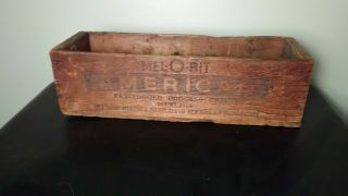 Vintage Mel - O - Bit American Cheese Wood Advertising Country Box Kitchen