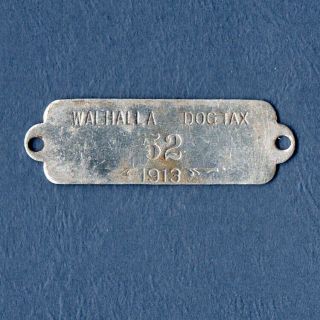 1913 Nd Walhalla North Dakota Dog Tax Tag Registration License 52 Aluminum,  Vg