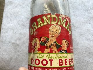 Grandma’s Root Beer Paper Label Quart Soda Bottle,  Globe Bottling 2