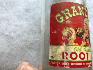 Grandma’s Root Beer Paper Label Quart Soda Bottle,  Globe Bottling 3