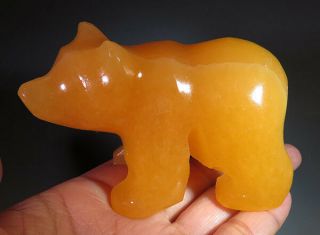 3.  4 " Gorgeous Natural Orange Calcite Crystal Carving Bear - Mexico 7041