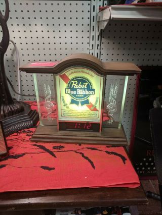 Vintage Pabst Blue Ribbon Lighted Beer Sign Clock