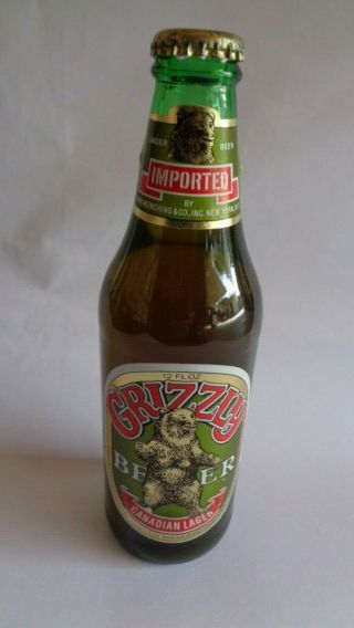 Grizzly Beer Canadian Lager Bottle - With Content Rare
