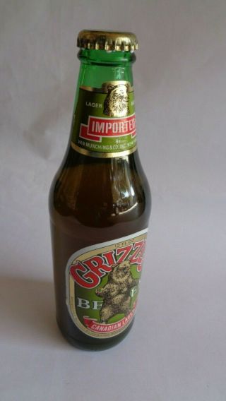 Grizzly Beer Canadian Lager Bottle - with Content RARE 2