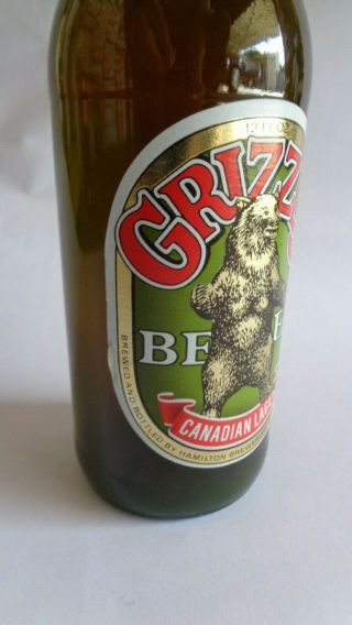 Grizzly Beer Canadian Lager Bottle - with Content RARE 3
