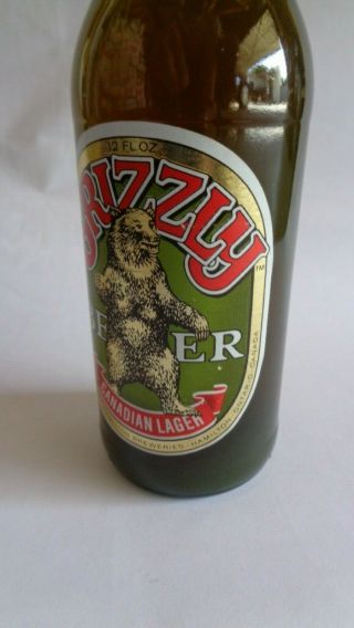 Grizzly Beer Canadian Lager Bottle - with Content RARE 4