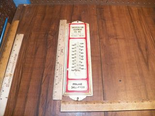 Vintage Tin Advertising Thermometer - Andersen Fire Equipment Co.  - Omaha,  Nebr.