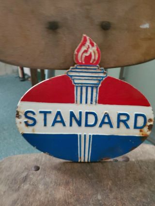 Vintage Standard Gasoline Motor Oil Service Station Pump Plate Sign