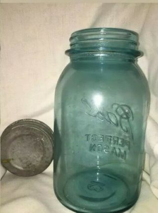 Blue Ball Perfect Mason 13 Quart Jar,  Zinc Lid,  Vintage.