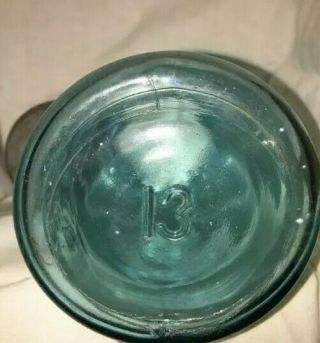 Blue Ball Perfect Mason 13 Quart Jar,  Zinc Lid,  vintage. 2