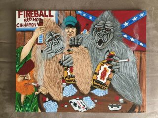 Fireball Whiskey Big Foot 11 X 14 Acrylic Painting By Kyle Jarboe
