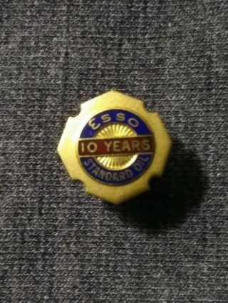 14k Esso Standard Oil 10 Year Service Pin With 10k Gold Back Scrap Price Grams