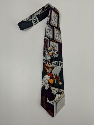 Looney Tunes Lawyers Legal Tie 1992 Warner Brothers Taz Porky Pig Bugs 100 Silk 2