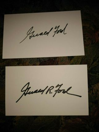 President Gerald R.  Ford Two Signed 3x5 Cards
