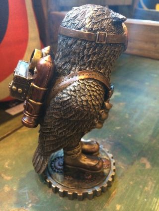 Steampunk Owl with Jetpack Statue On Gears Sculpture Figurine - SHIPS IMMEDIATELY 3