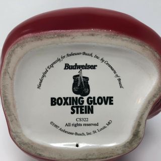 Anheuser Busch Budweiser Boxing Glove Collectors Beer Stein CS322 1997 6